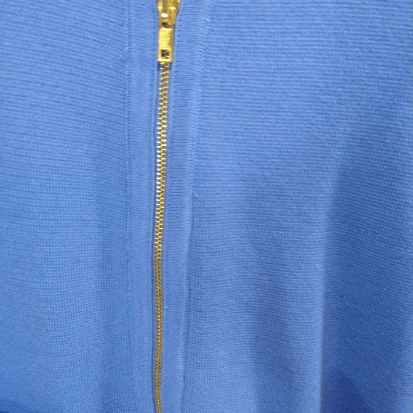 Louis Dell Olio bright blue sweater heavy knit with ribbed collar zippered cuffs - Picture 3 of 6